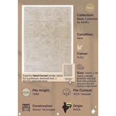 Blade Putty Rug 240x340cm, Modern Chic Living Room & Bedroom by Asiatic RRP 450