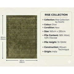Olive Rise Modern Rug 160x230cm, Chic Living Room & Bedroom By Asiatic RRP 400