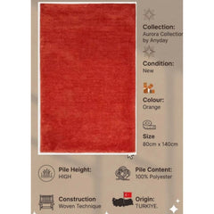 John Lewis Orange Plain Easy Care Rug 160x230cm, Modern Bedroom Asia RRP310