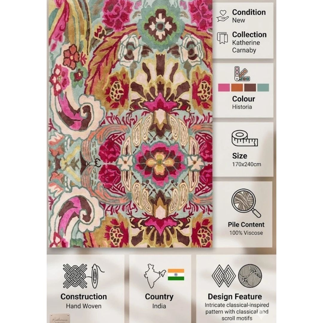 Multi Historia Rug Katherine Carnaby 170x240cm M&S Bedroom By Asiatic RRP450