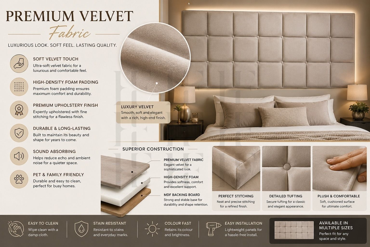 Luxury Tufted Upholstered Wall Panels – Premium Signature Feature Wall