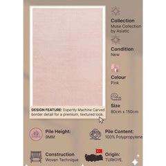Pink Muse MU17 Contemporary Rug 80x150cm Premium Living Room Asiatic RRP290