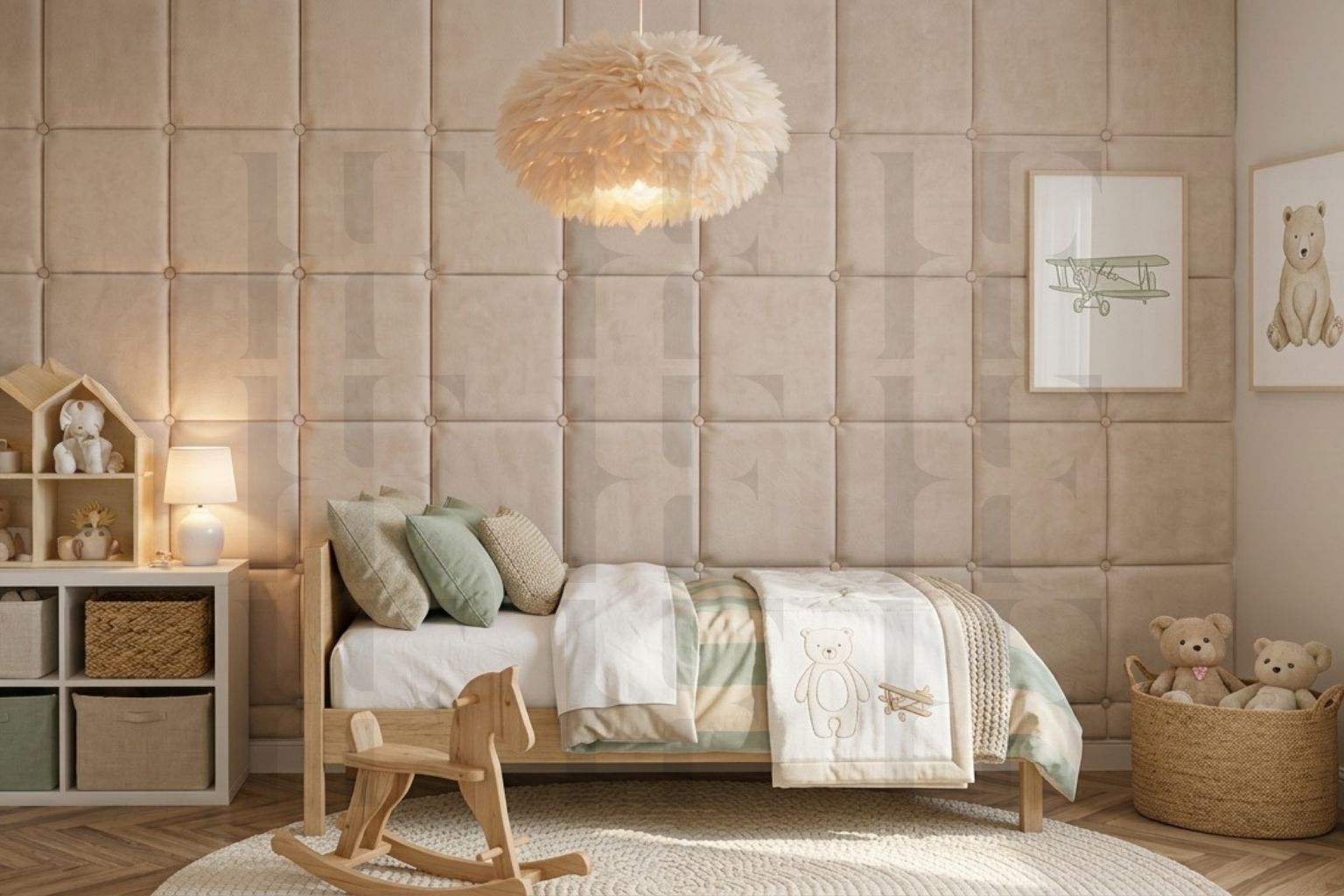 Modern Tufted Square  Boys Wall Panels – Sleek Architectural Bedroom Decor