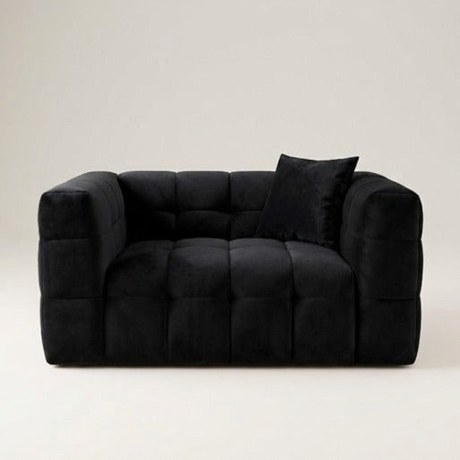 Modern Velvet 2-Seater Grid Tufted Loveseat
