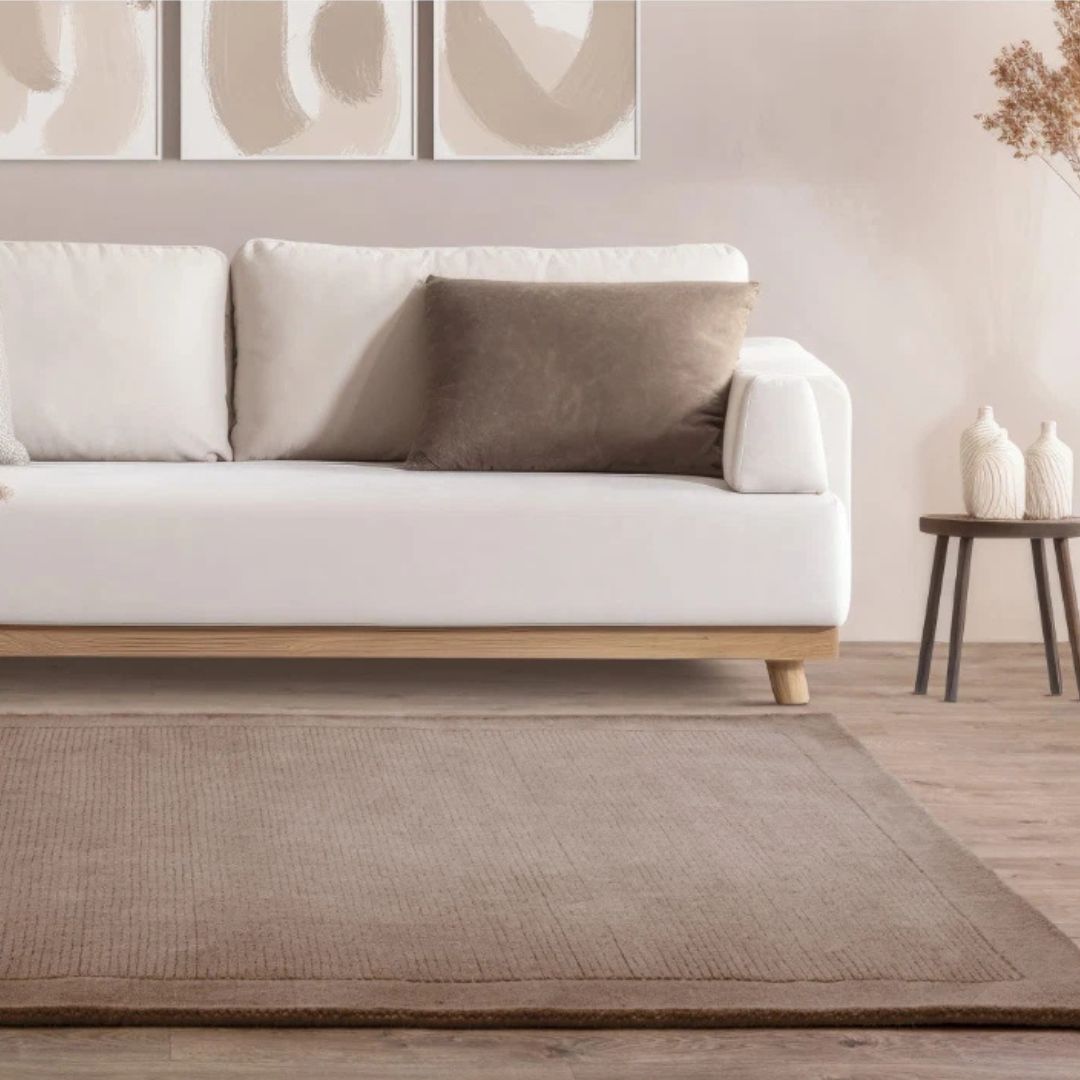 York Taupe Wool Rug Contemporary 60x120cm M&S Living Room Bedroom Asiatic RRP550