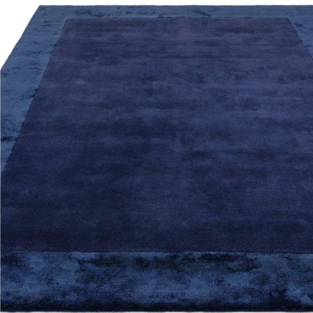 Navy Ascot Wool Rug Contemporary 160x230cm Livingroom Bedroom By Asiatic RRP800