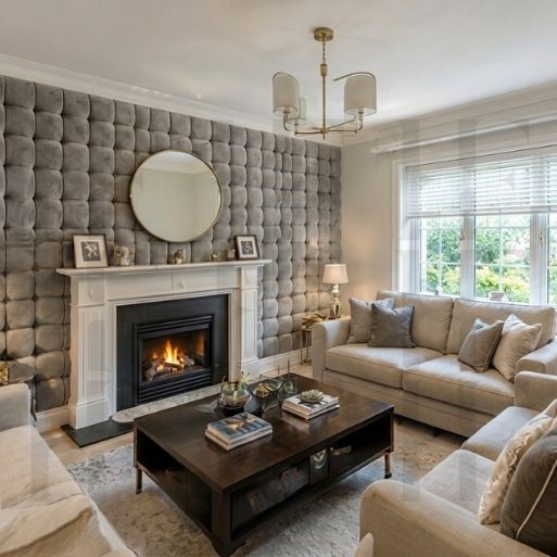 Grand Royal Button-Tufted Grid Wall Panels & Upholstered Feature Headboard