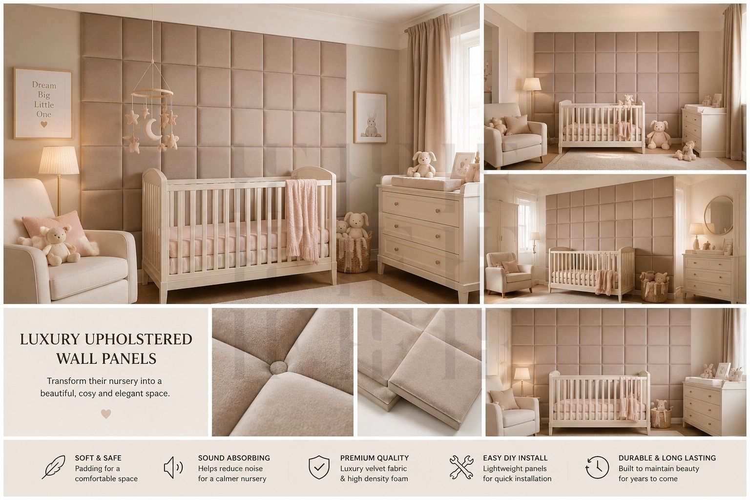 Luxury Tufted Upholstered Wall Panels – Premium Signature Feature Wall