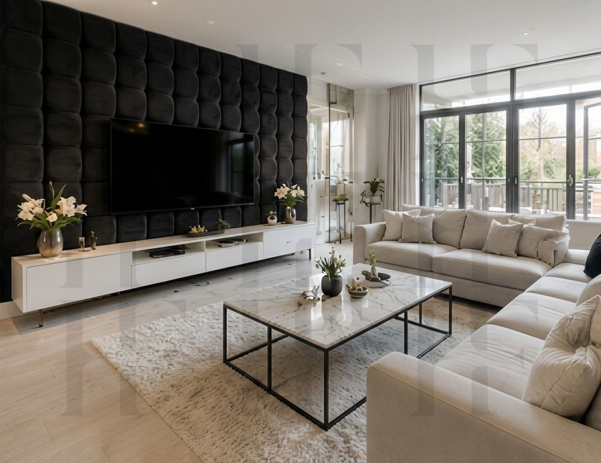 Modern Square Button-Tufted Grid Wall Panels & Custom Floating Headboard
