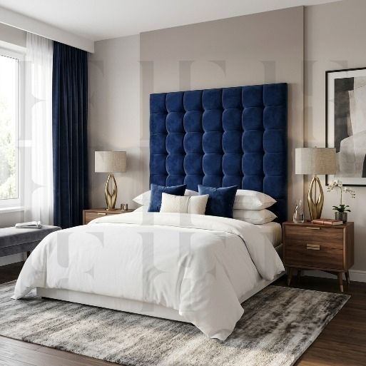 Modern Square Button-Tufted Grid Wall Panels & Custom Floating Headboard