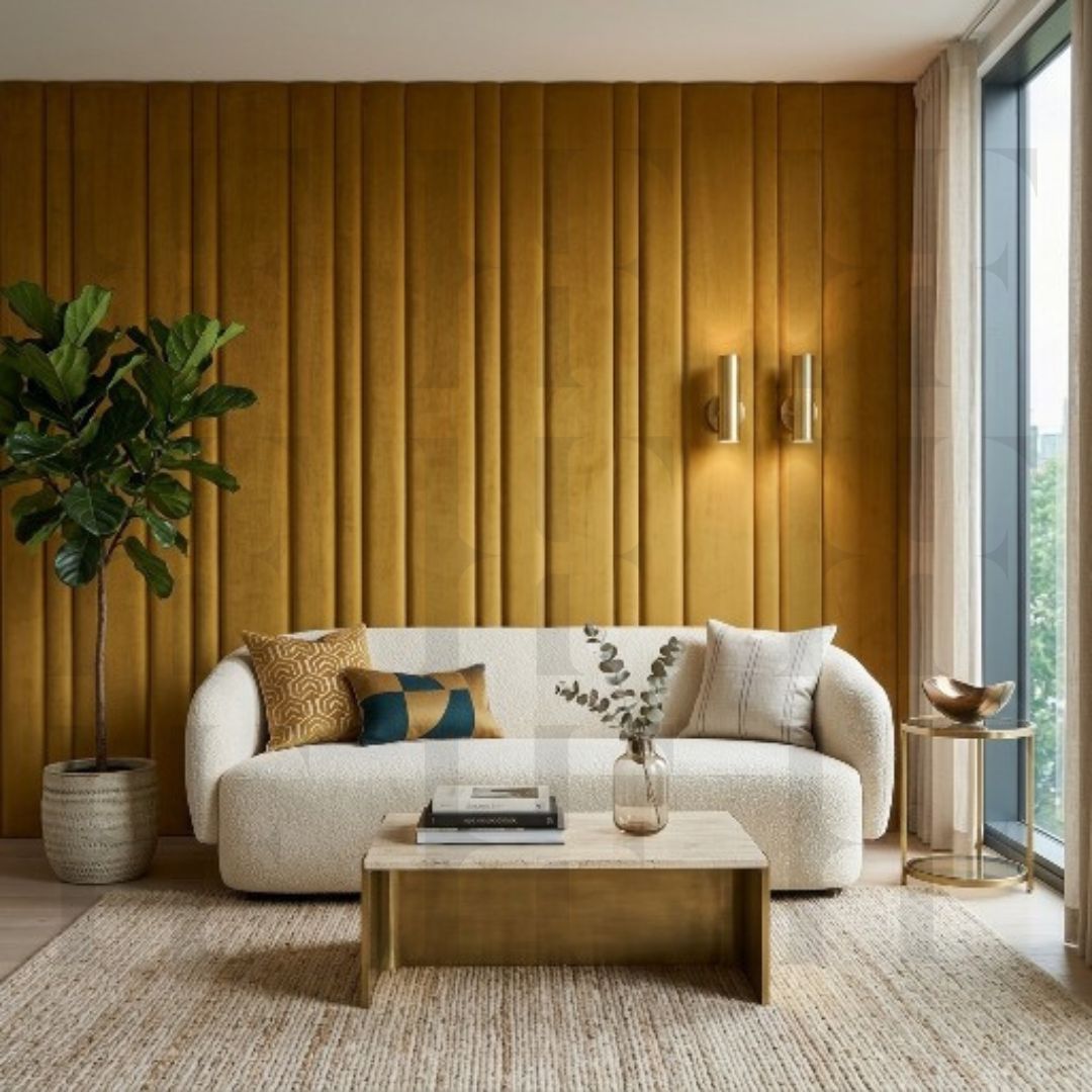 Upholestered Headboard 3D Vertical Line Floating Boys Wall Panels and Livingroom