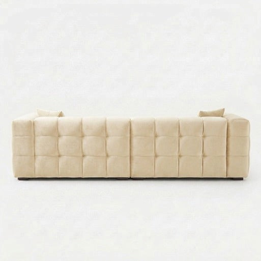 Modern Velvet 3-Seater Grid Tufted Sofa