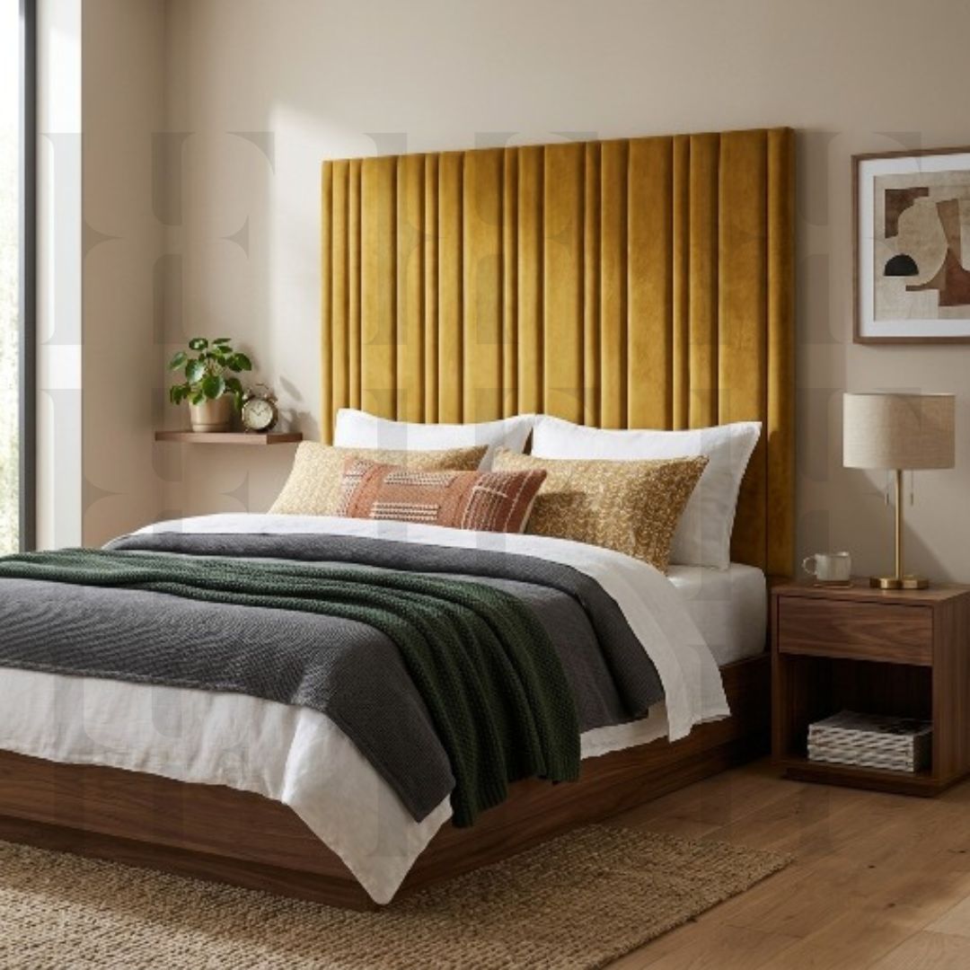 Upholestered Headboard 3D Vertical Line Floating Boys Wall Panels and Livingroom