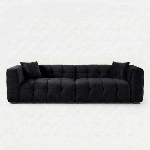 Modern Velvet 2-Seater Grid Tufted Loveseat