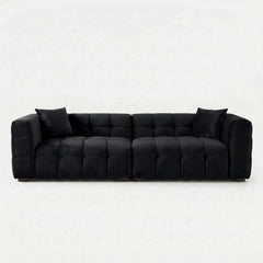 Modern Velvet 3-Seater Grid Tufted Sofa