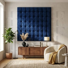 Modern Square Button-Tufted Grid Wall Panels & Custom Floating Headboard