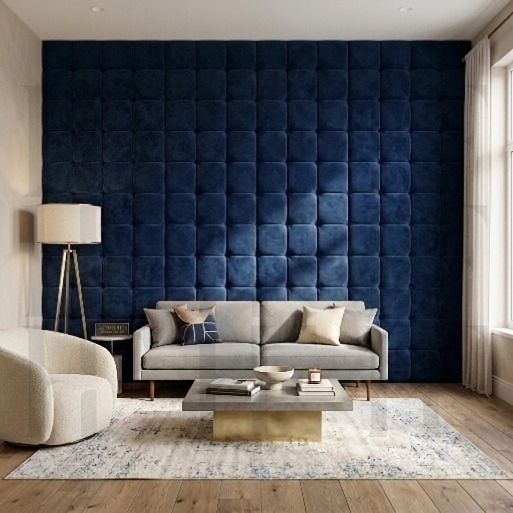 Modern Square Button-Tufted Grid Wall Panels & Custom Floating Headboard