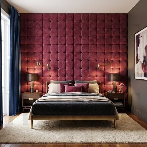Luxury Square Button-Tufted Upholstered Wall Panels & Floating Headboard