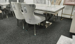 Arial Marble Dining Table With Mayfair Chairs, White