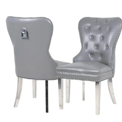 Mayfair Leather Dining Chair Plain Back, Square Knocker, Multiple Colours