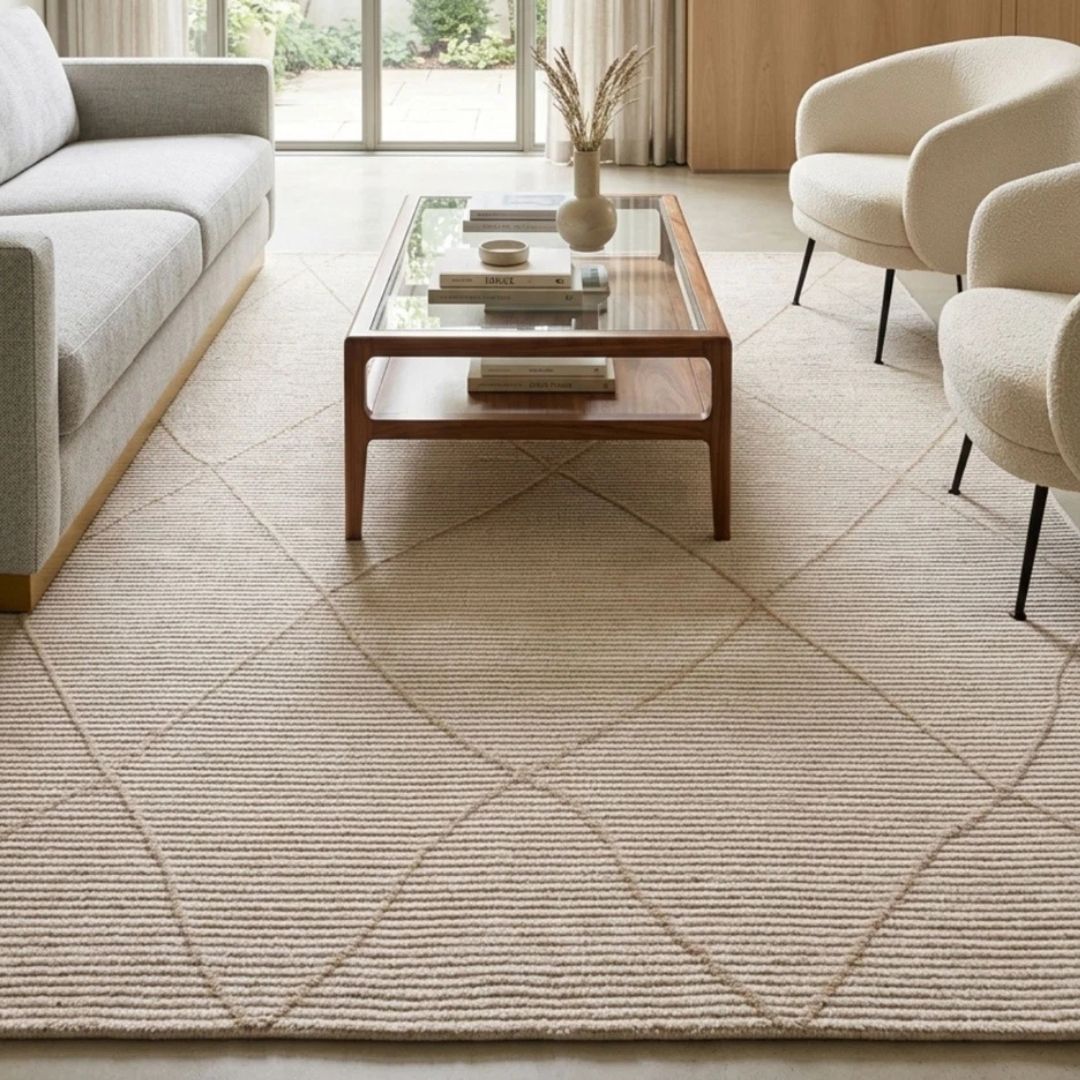 Cream Mulberry contemporary Rug 160x230cm M&S Living Room Bedroom Asiatic RRP450
