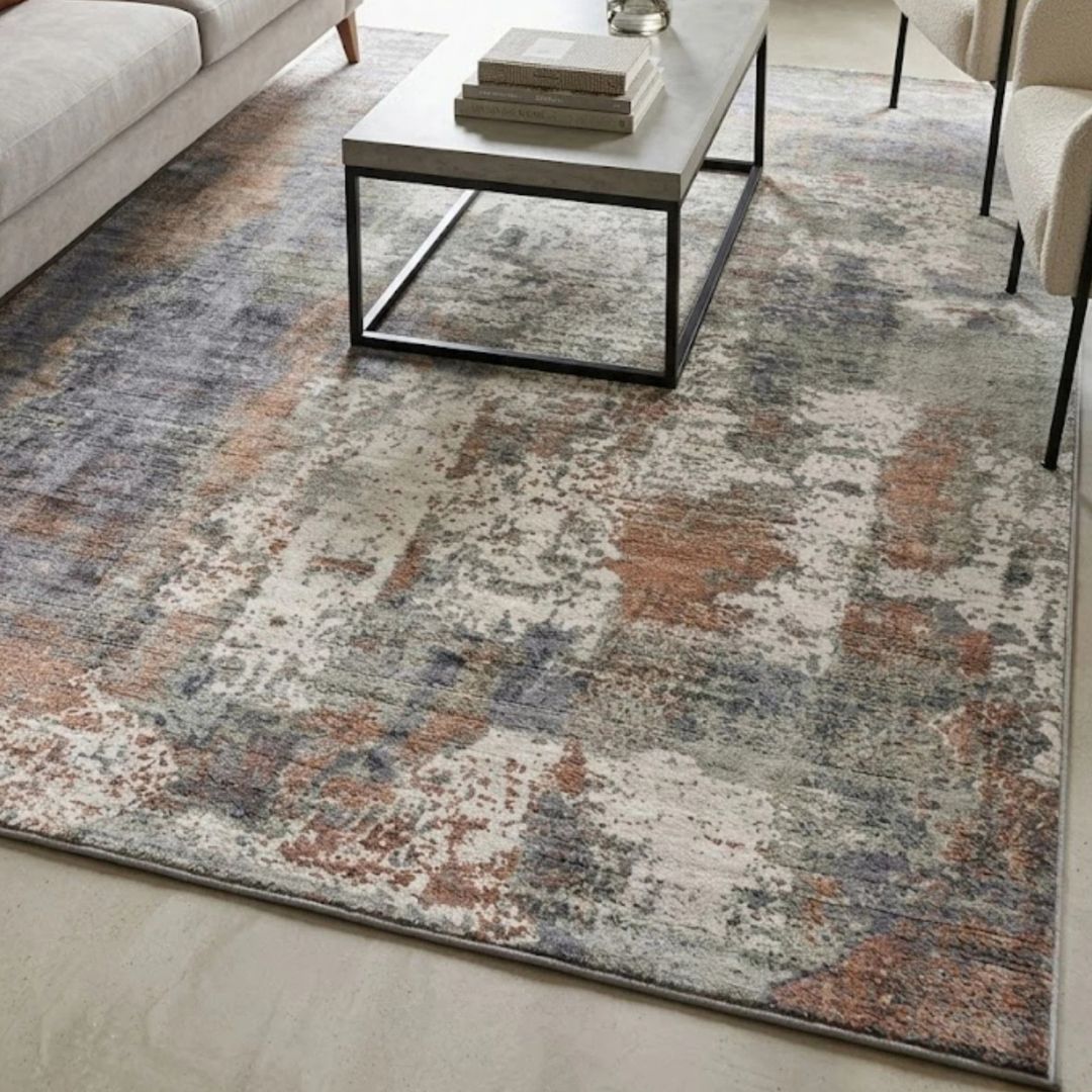 Gatsby Coral Rug 200x290cm Abstract Metallic Distressed Large Living Room RRP570