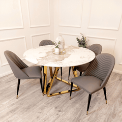 Nero 1.3 Round Dining Table with 4 Astra Chair, White