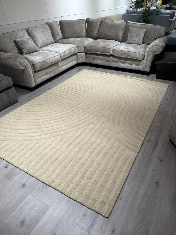 Premium Hague Wool Sand Beige Rug 200x290cm – Luxurious Hand-Tufted Rug