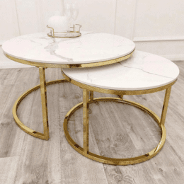 Marble Nest of Tables with Gold Legs