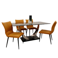 Venus Dining Table with 4 Flora Chairs, Black
