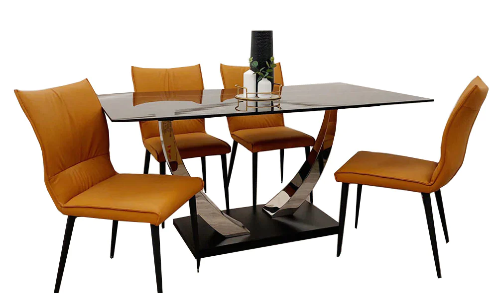 Venus Dining Table with 4 Flora Chairs, Black