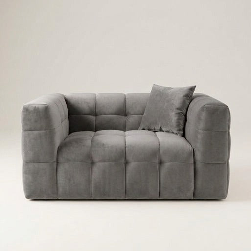 Modern Velvet 2-Seater Grid Tufted Loveseat