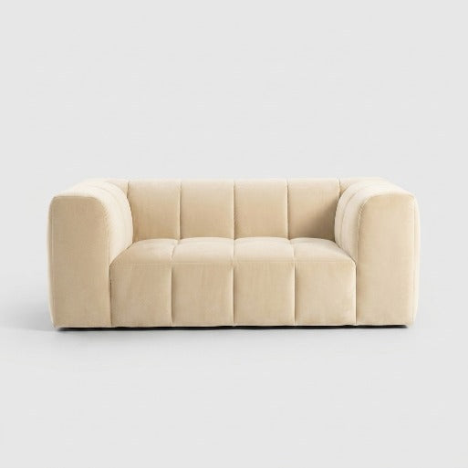 Crimson Modern Velvet 2-Seater Grid Loveseat