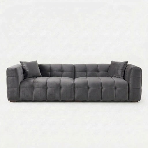 Modern Velvet 2-Seater Grid Tufted Loveseat
