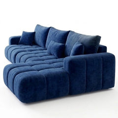 Aria Modern Blue Velvet 3-Seater L-Shape Sectional Sofa