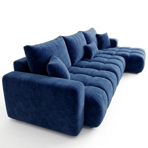 Aria Modern Blue Velvet 3-Seater L-Shape Sectional Sofa