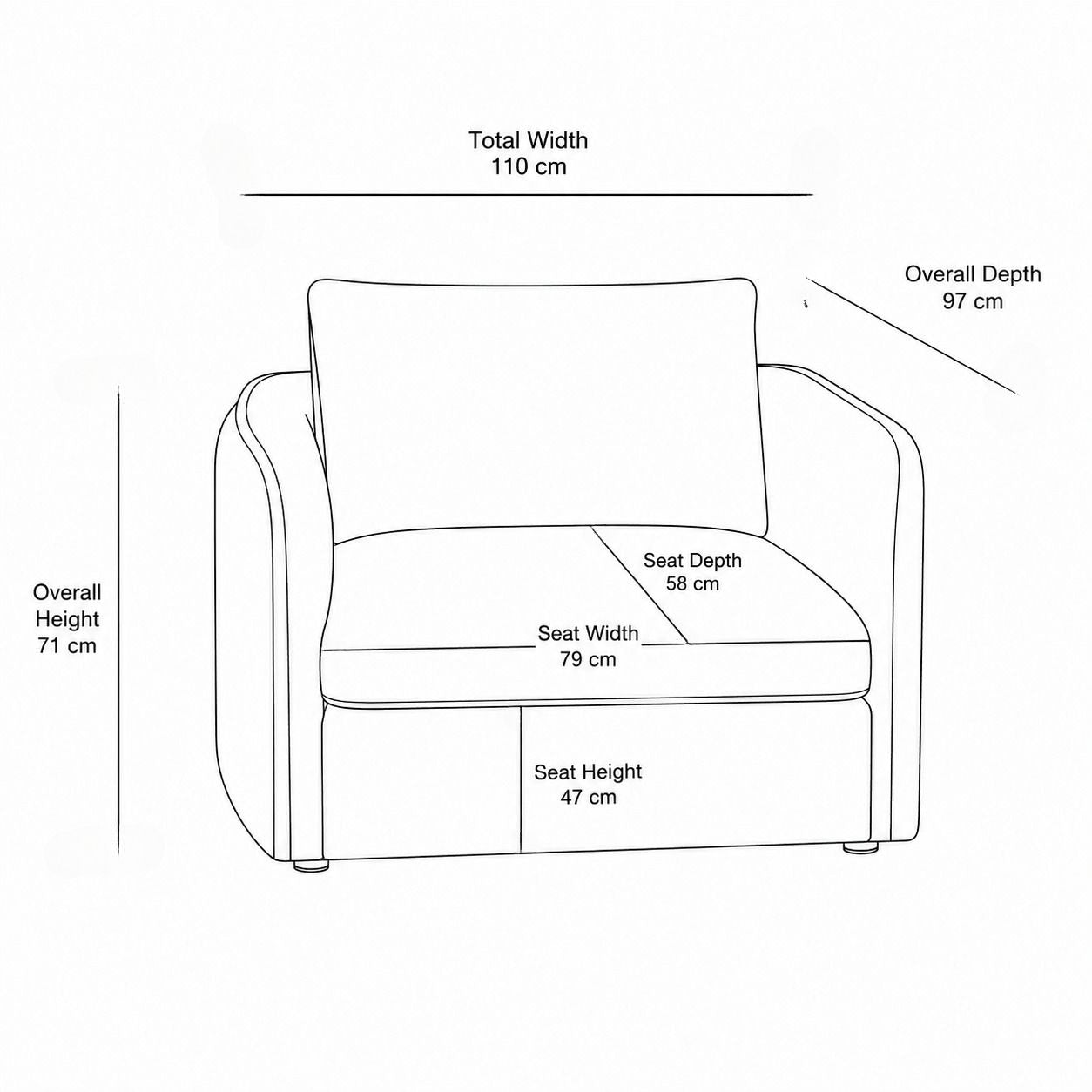 Serene Modern 1 Seater Fabric