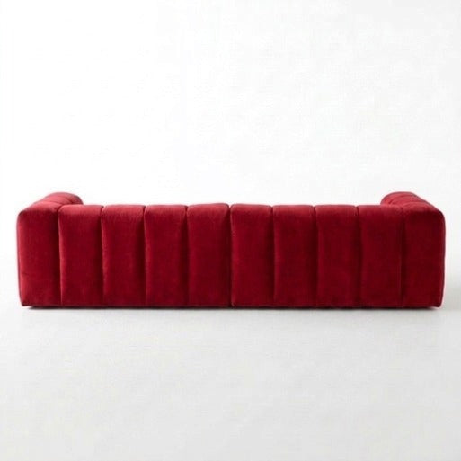 Crimson Modern Velvet 3-Seater Modular Grid Sofa