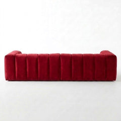 Crimson Modern Velvet 3-Seater Modular Grid Sofa