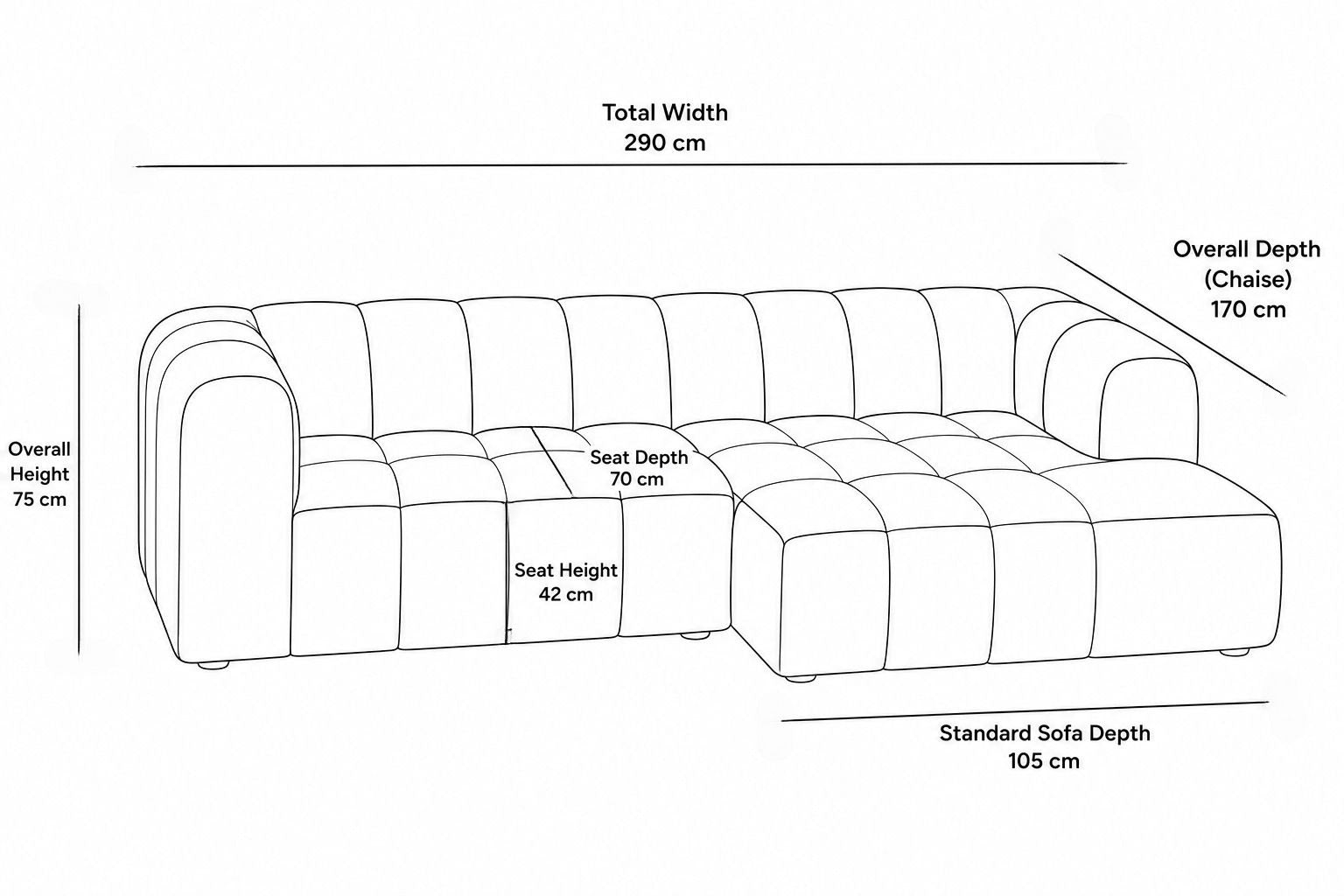Crimson Modern Velvet 3-Seater Modular Grid Sofa
