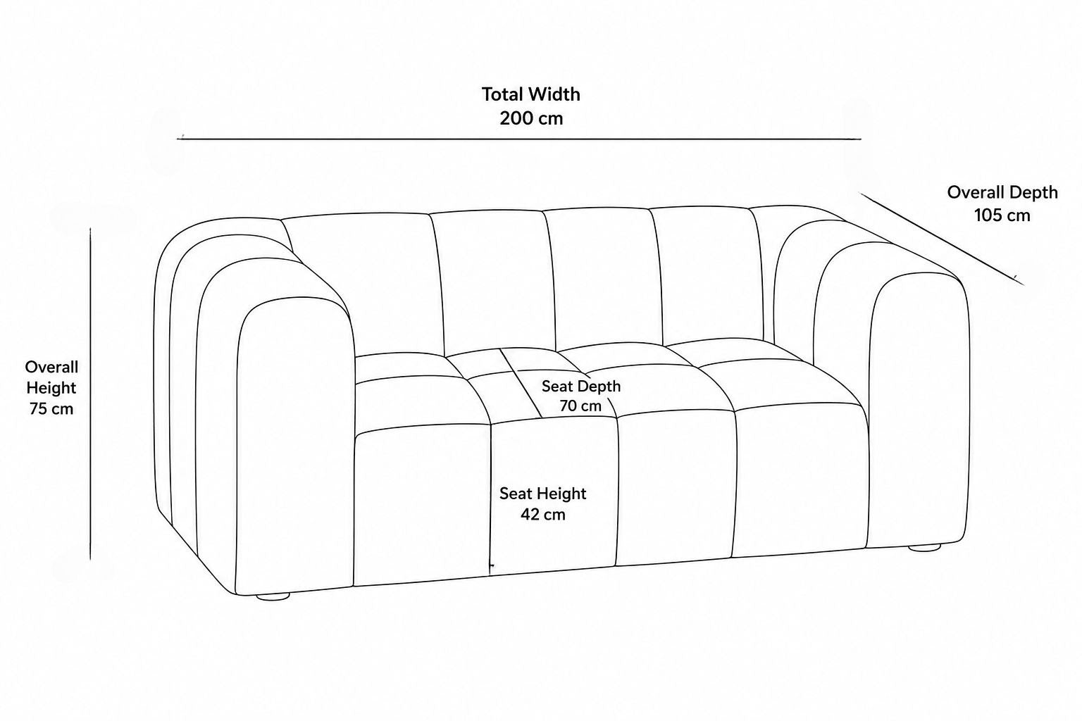 Crimson Modern Velvet 2-Seater Grid Loveseat
