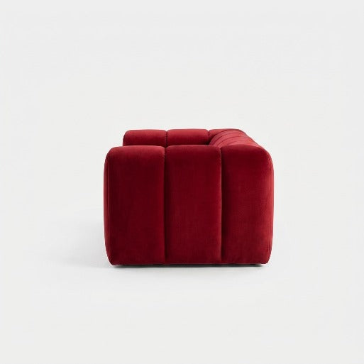 Crimson Modern Velvet 2-Seater Grid Loveseat