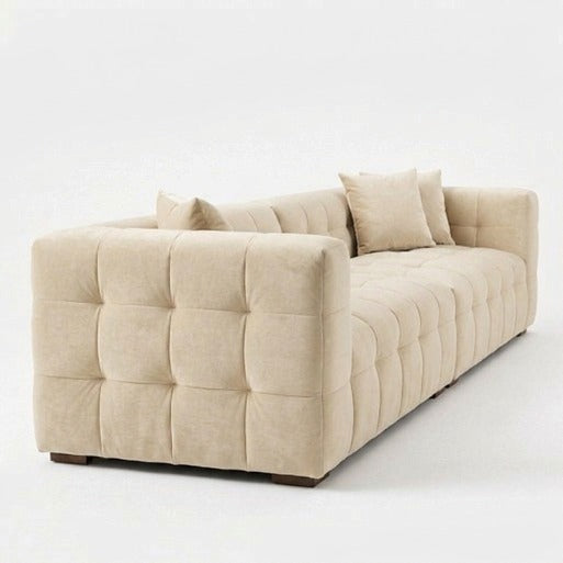 Modern Velvet 3-Seater Grid Tufted Sofa