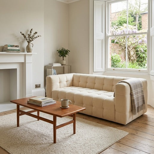 Modern Velvet 2-Seater Grid Tufted Loveseat