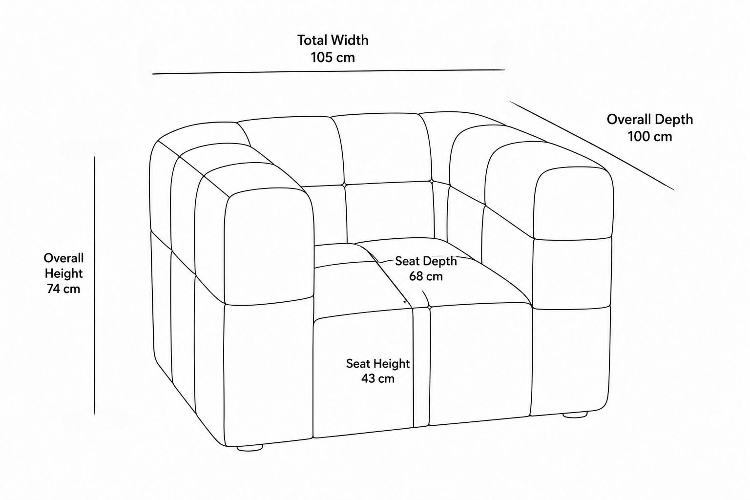 Modern Velvet Accent Grid tufted  (1-Seater)