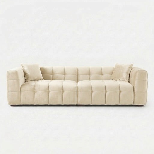 Modern Velvet 3-Seater Grid Tufted Sofa