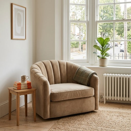 Modern Curved Fluted Accent Armchair (1-Seater)