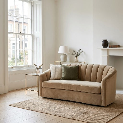 Modern Curved Fluted 2-Seater Loveseat