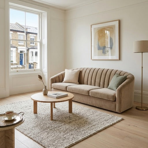 Modern Curved Fluted 3-Seater Sofa