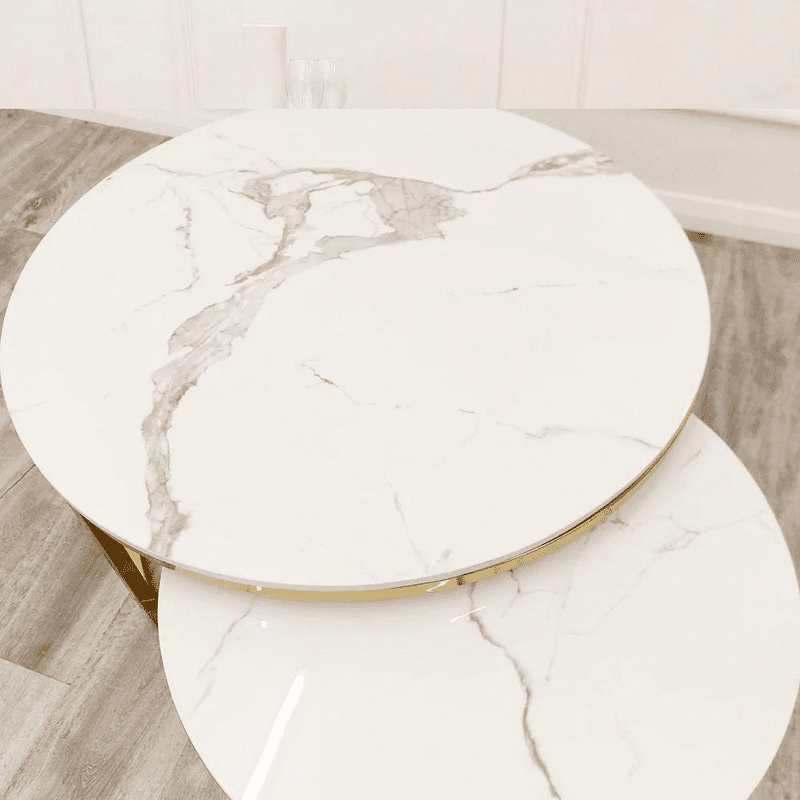 Marble Nest of Tables with Gold Legs
